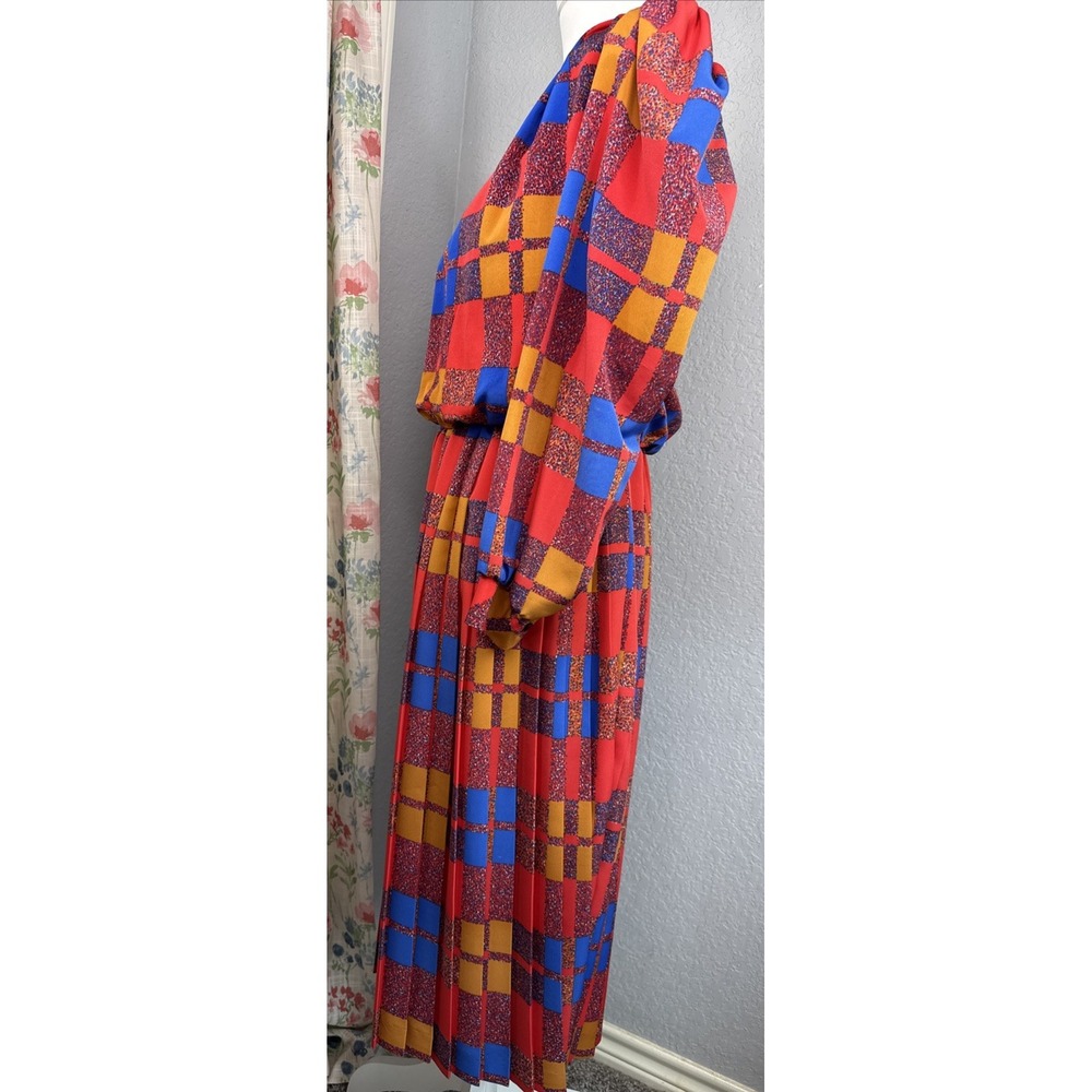 VTG 80s Patchwork Eileen Scott Pleated Secretary … - image 6